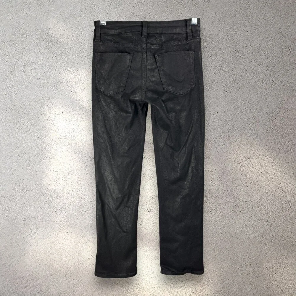 Hudson Nico Coated Skinny Jeans Womens 25 Black Mid Rise Ankle Slit Western Chic